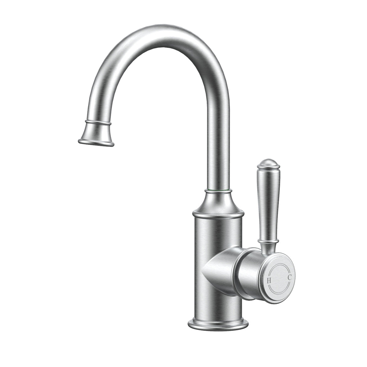 Ikon Clasico Gooseneck Basin Mixer Brushed Nickel