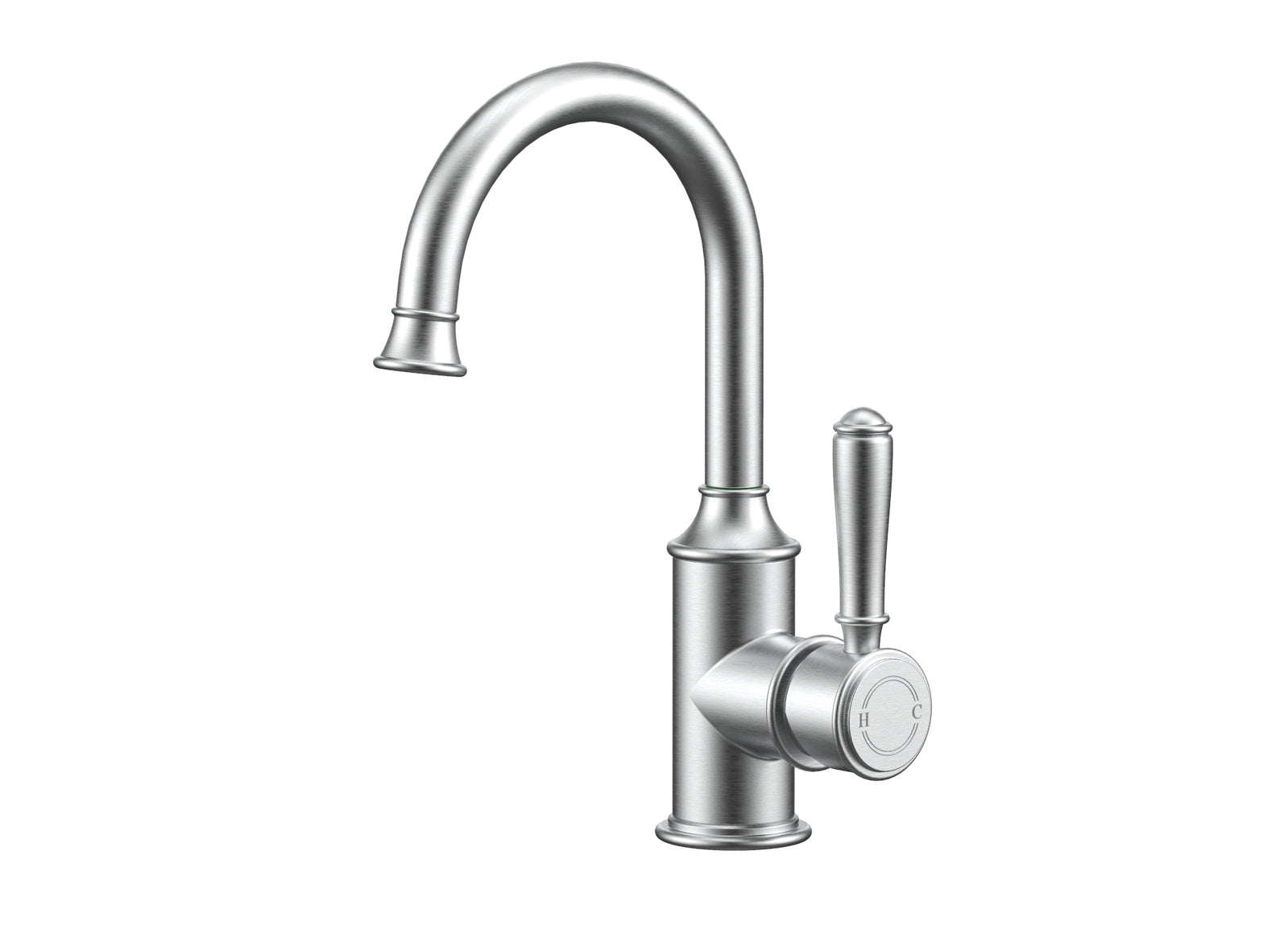 Ikon Clasico Gooseneck Basin Mixer Brushed Nickel