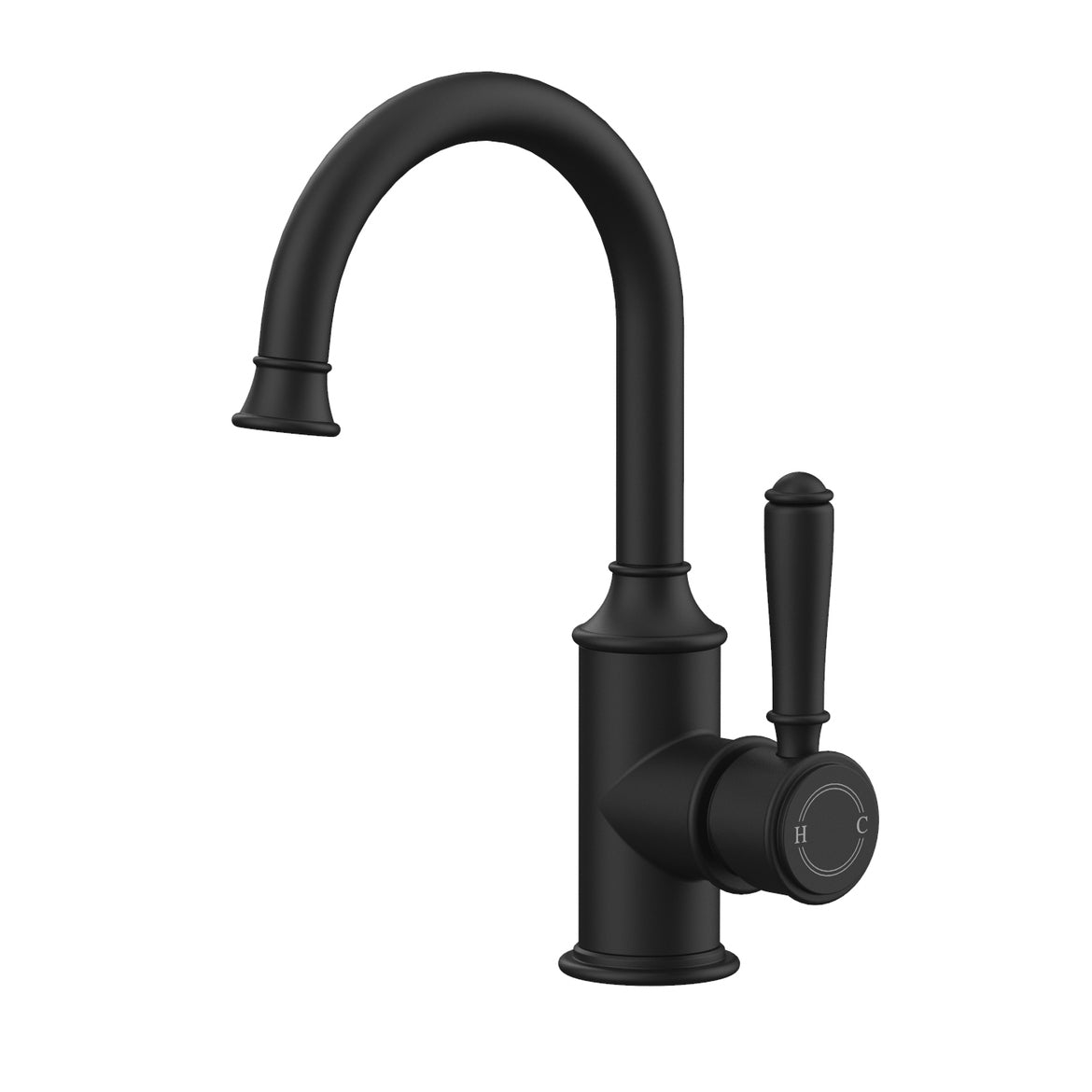 Ikon Clasico Gooseneck Basin Mixer Matte Black