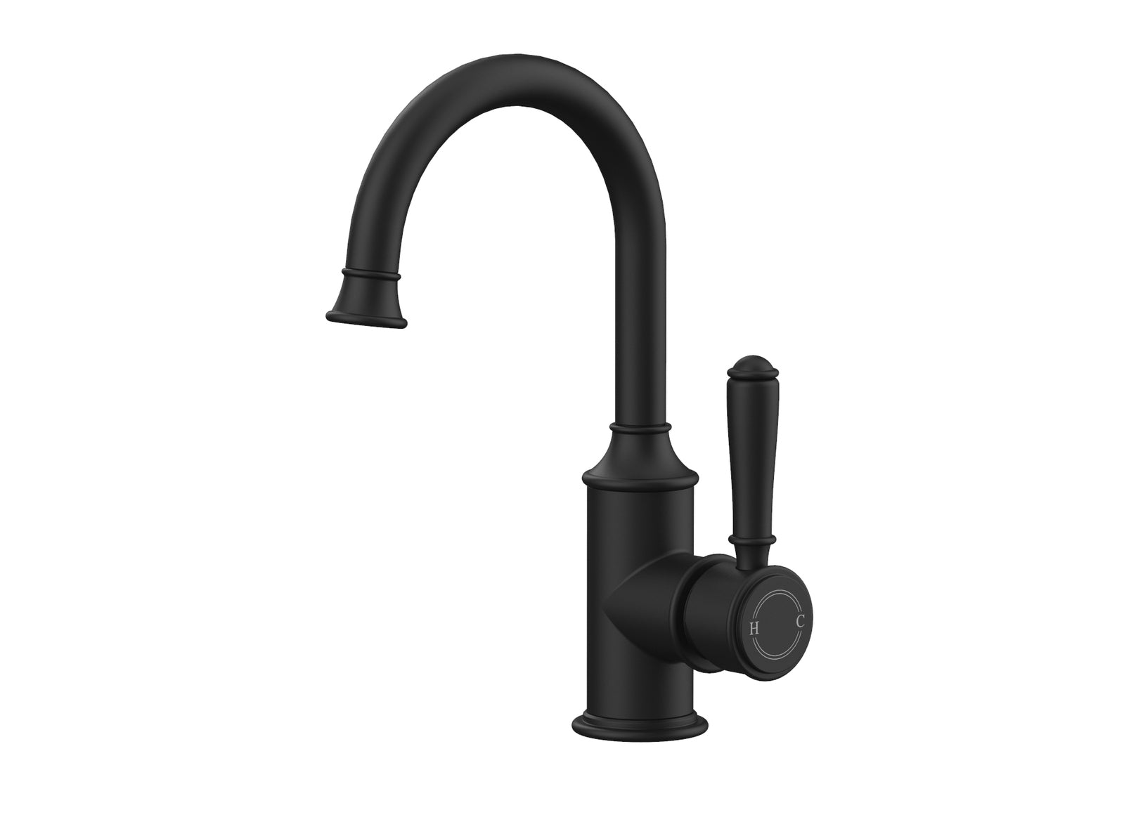 Ikon Clasico Gooseneck Basin Mixer Matte Black