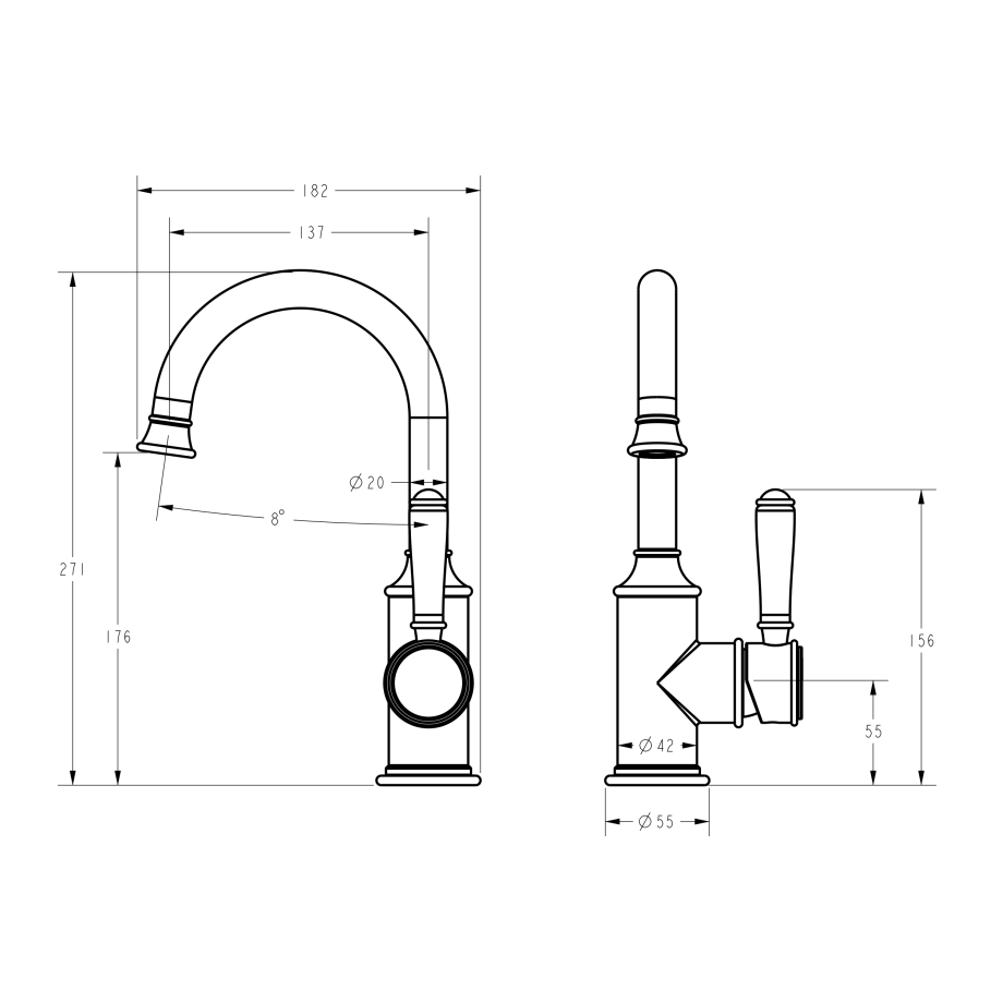 Ikon Clasico Gooseneck Basin Mixer Chrome