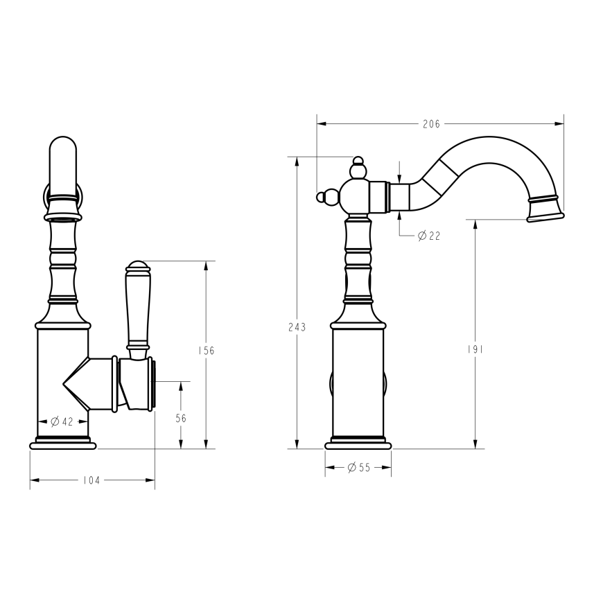 Ikon Clasico Basin Mixer Brushed Gold