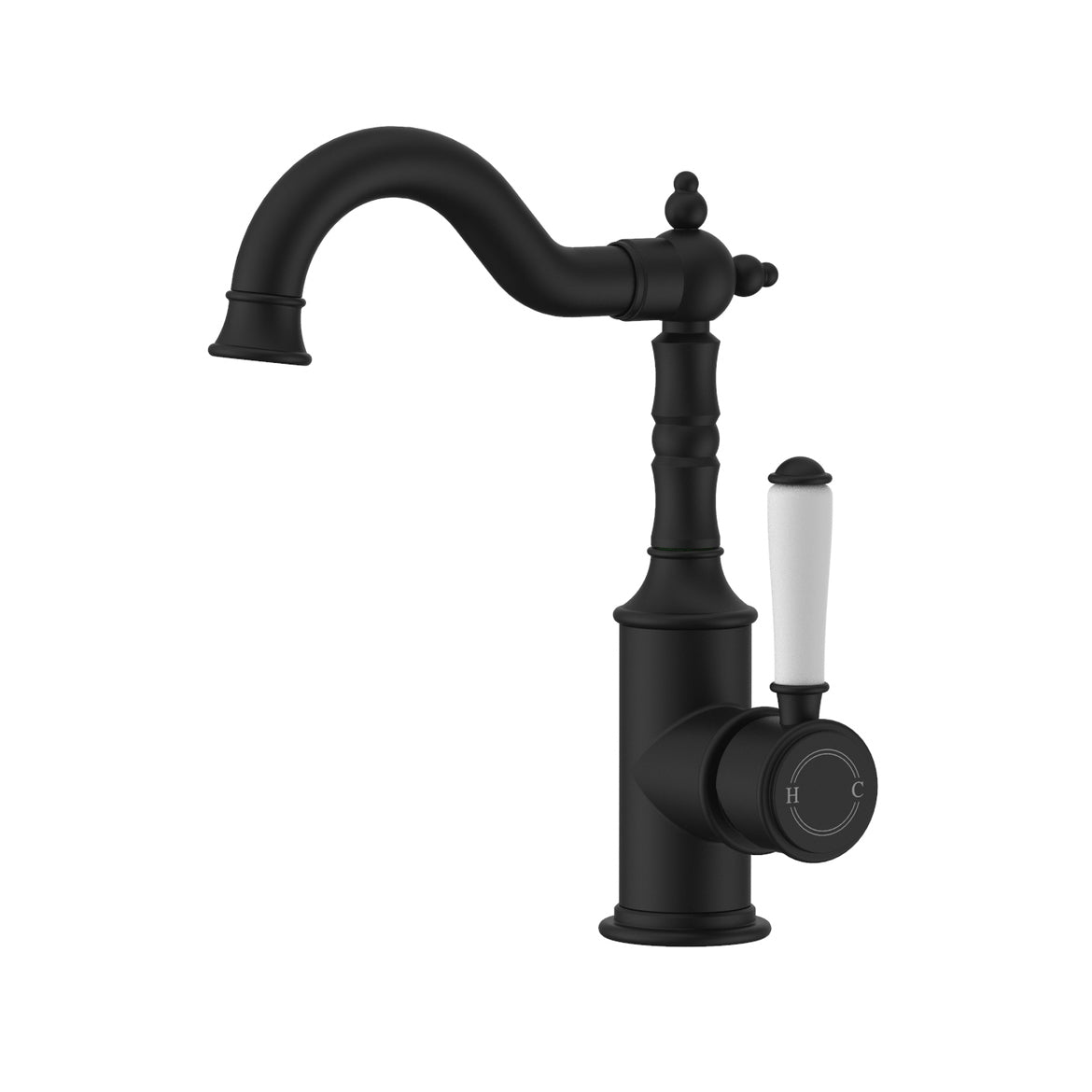 Ikon Clasico Basin Mixer Ceramic Handle Matte Black