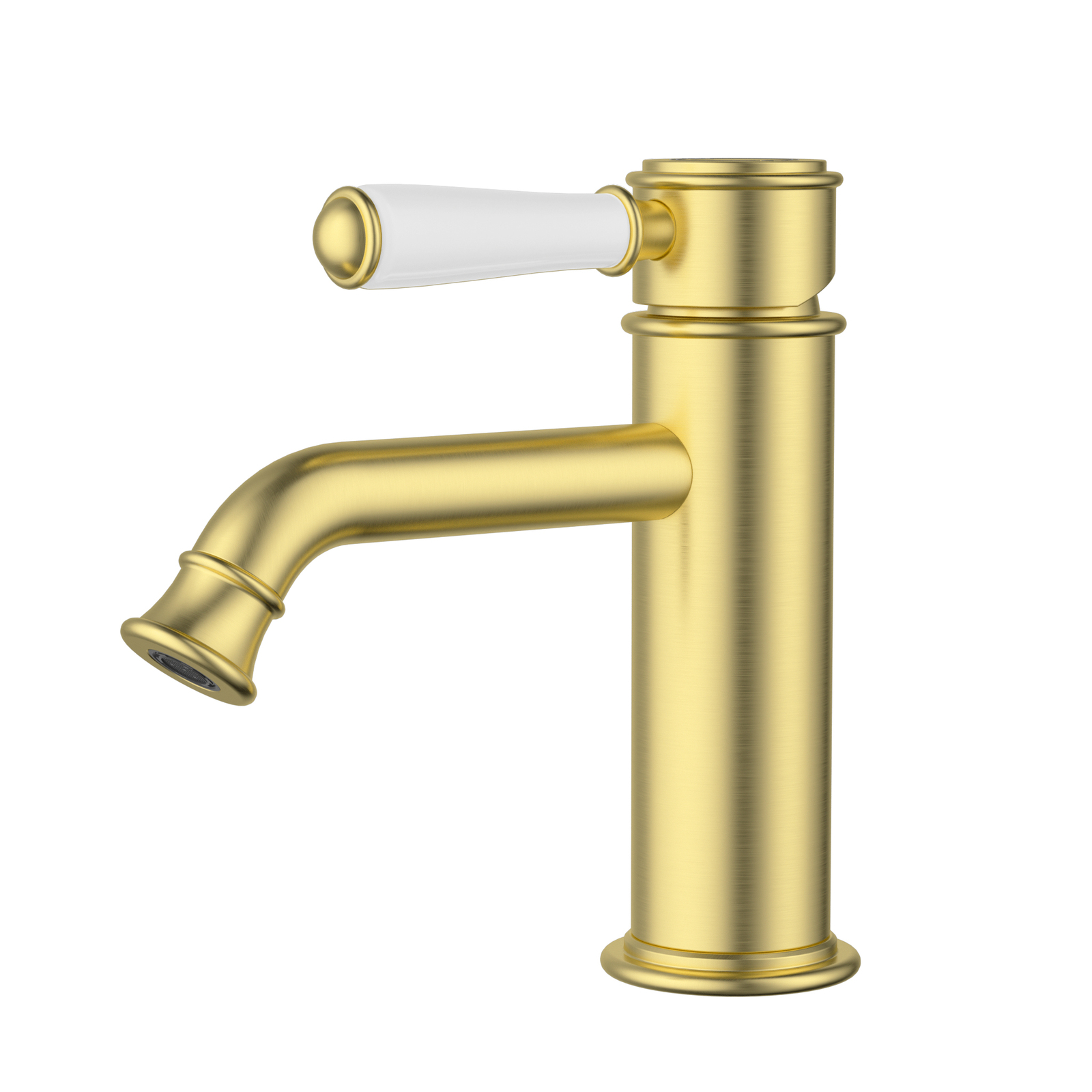 Ikon Clasico Basin Mixer Ceramic Handle Brushed Gold