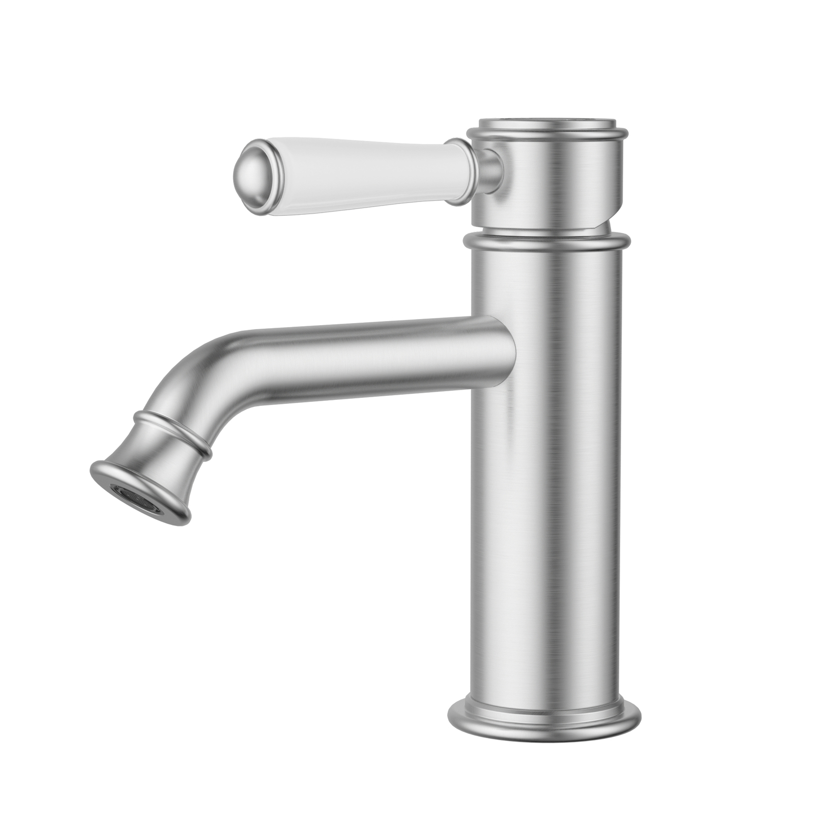 Ikon Clasico Basin Mixer Ceramic Handle Brushed Nickel