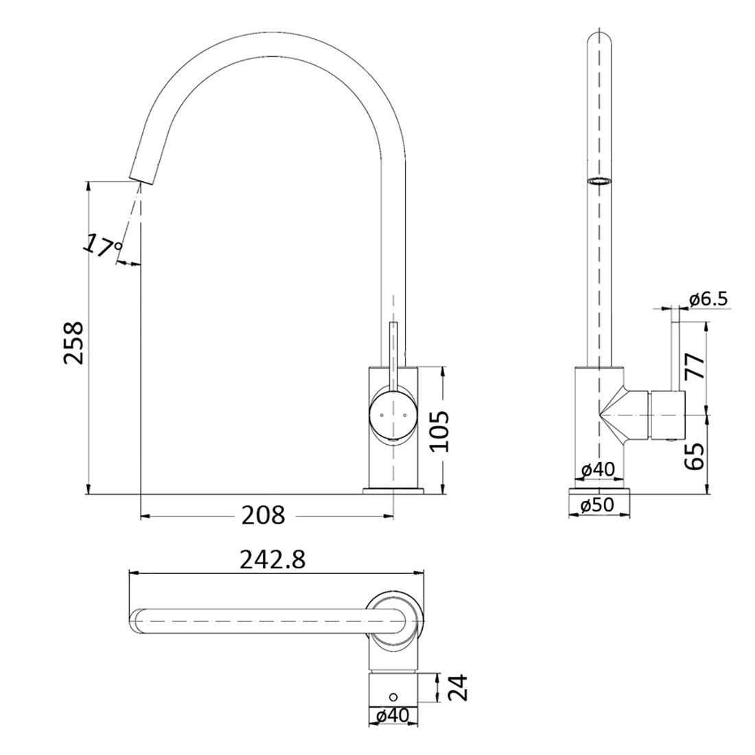 Ikon Hali Kitchen And Laundry Sink Mixer Gun Metal