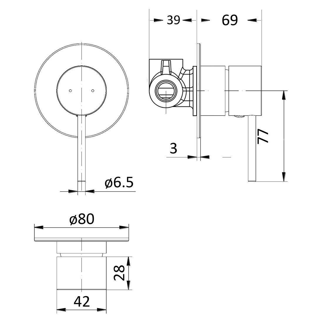 Ikon Hali Wall Mixer Gun Metal