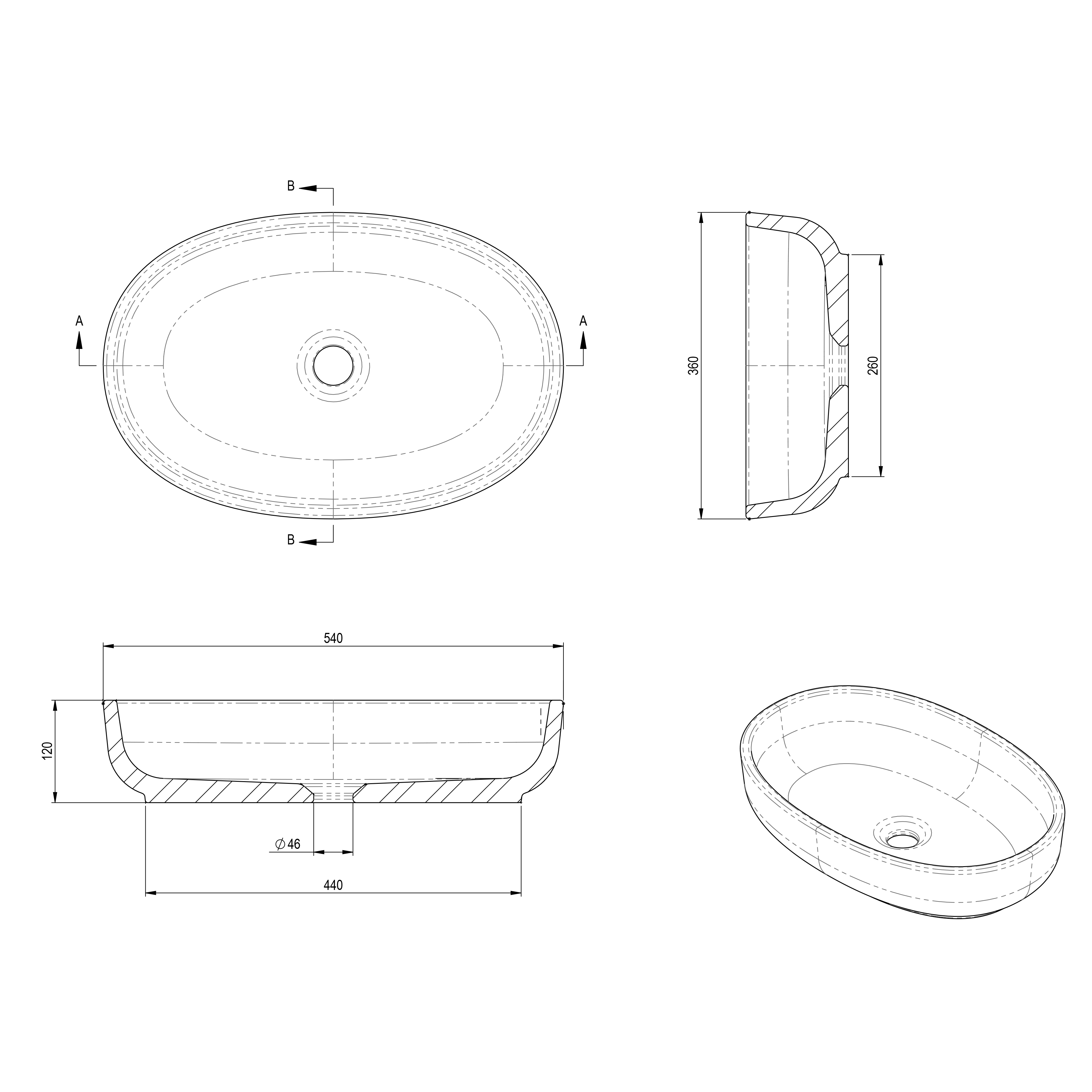 Spring Hill Designs Helia Oval Above Counter Concrete Basin White Terrazzo