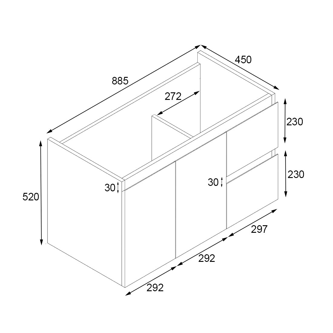 IVANA WH PVC 900 R Cabinet