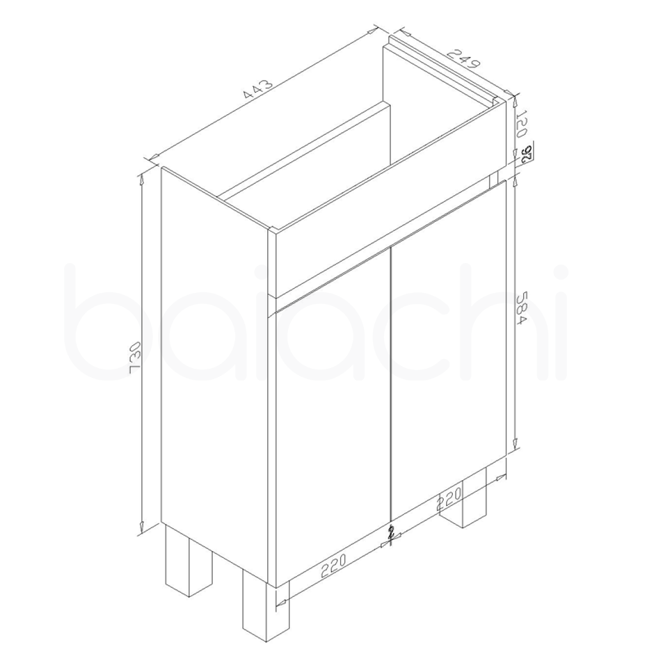 Jasmin 465mm Slim PVC Water Proof Bathroom Vanity Cabinet