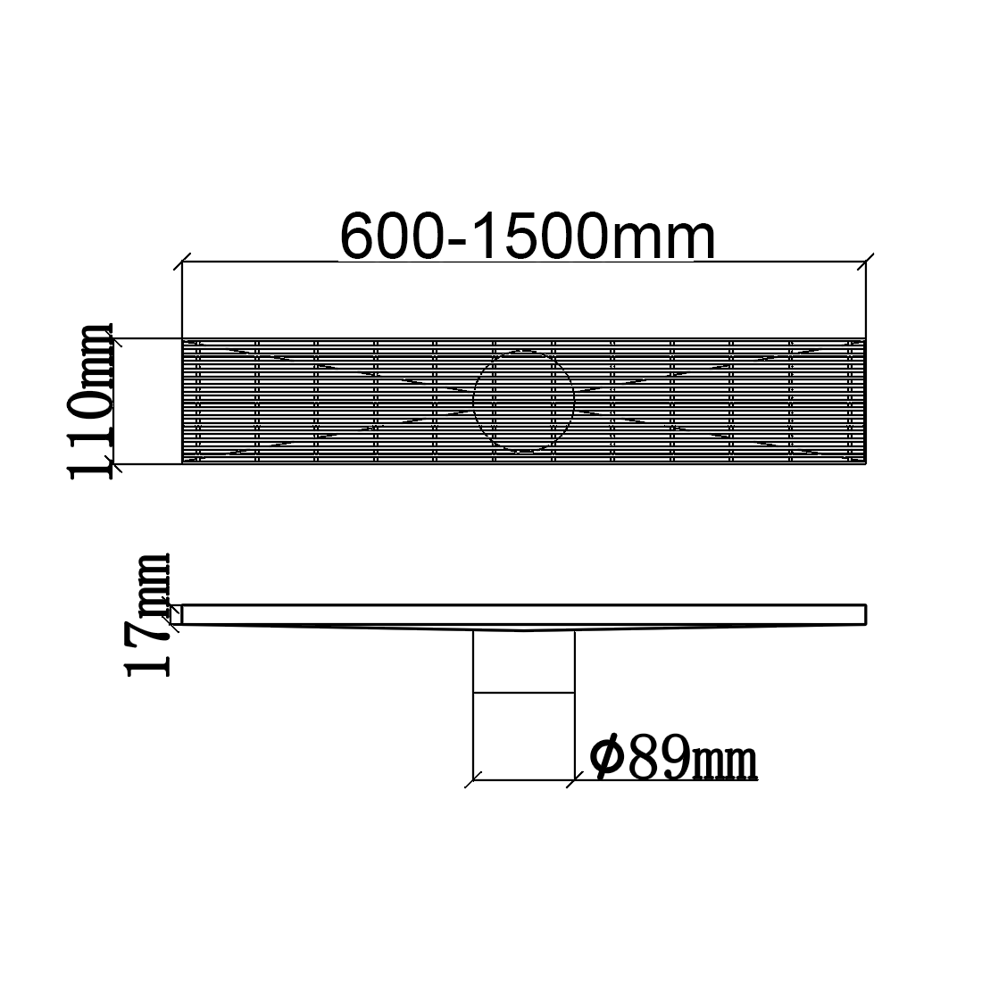 1200mm Linear Heelguard Floor Waste Matte Black