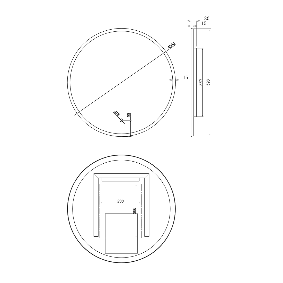 LED Mirror D600mm