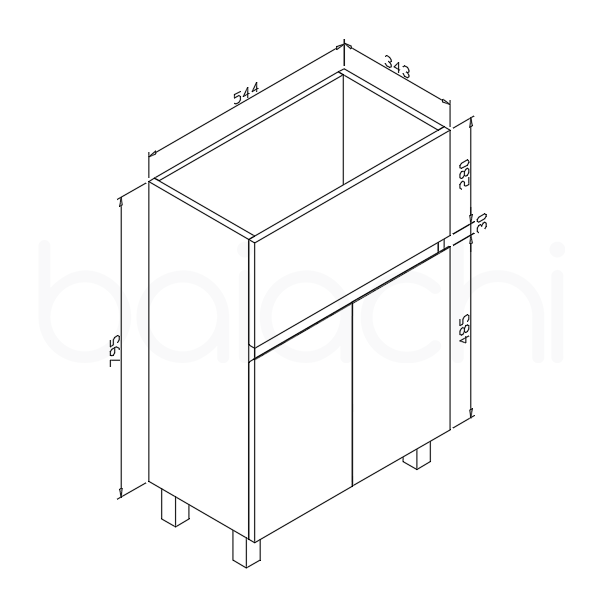 Baiachi 27L PVC Water Proof Laundry Cabinet Stainless Steel Handmade Sink 550*350*870mm