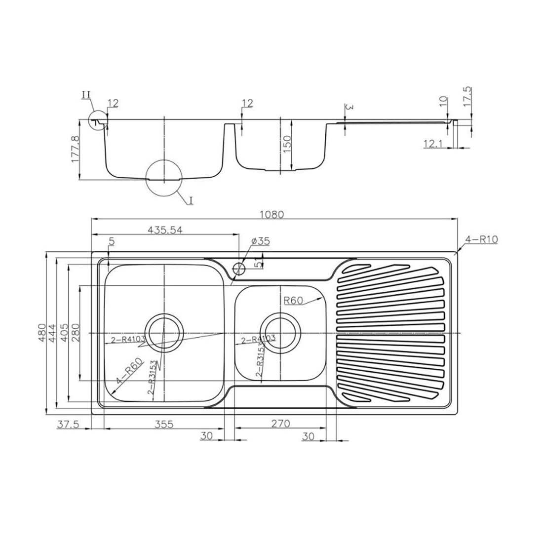 Otus 1 & 1/2 Left Hand Bowl & Single Drainer Kitchen Sink