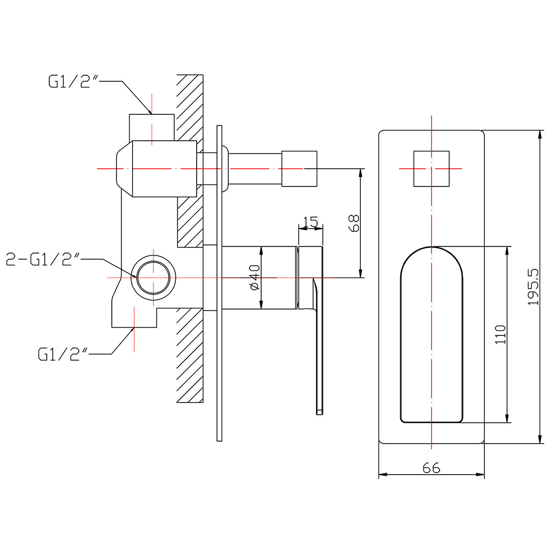 Ruki Wall Mixer With Diverter Brushed Nickel