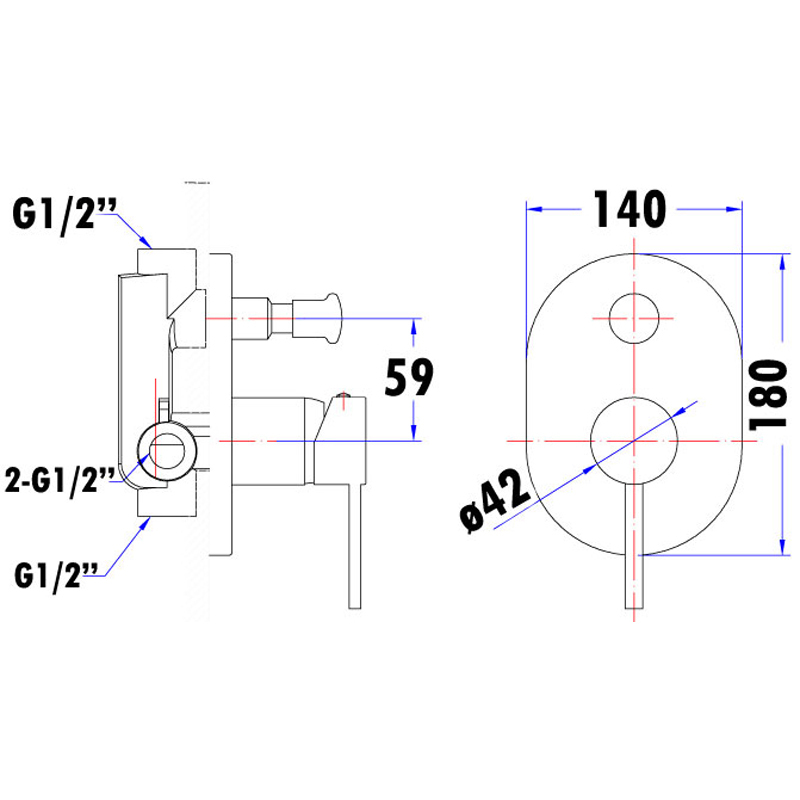 Otus Wall Mixer With Diverter Chrome