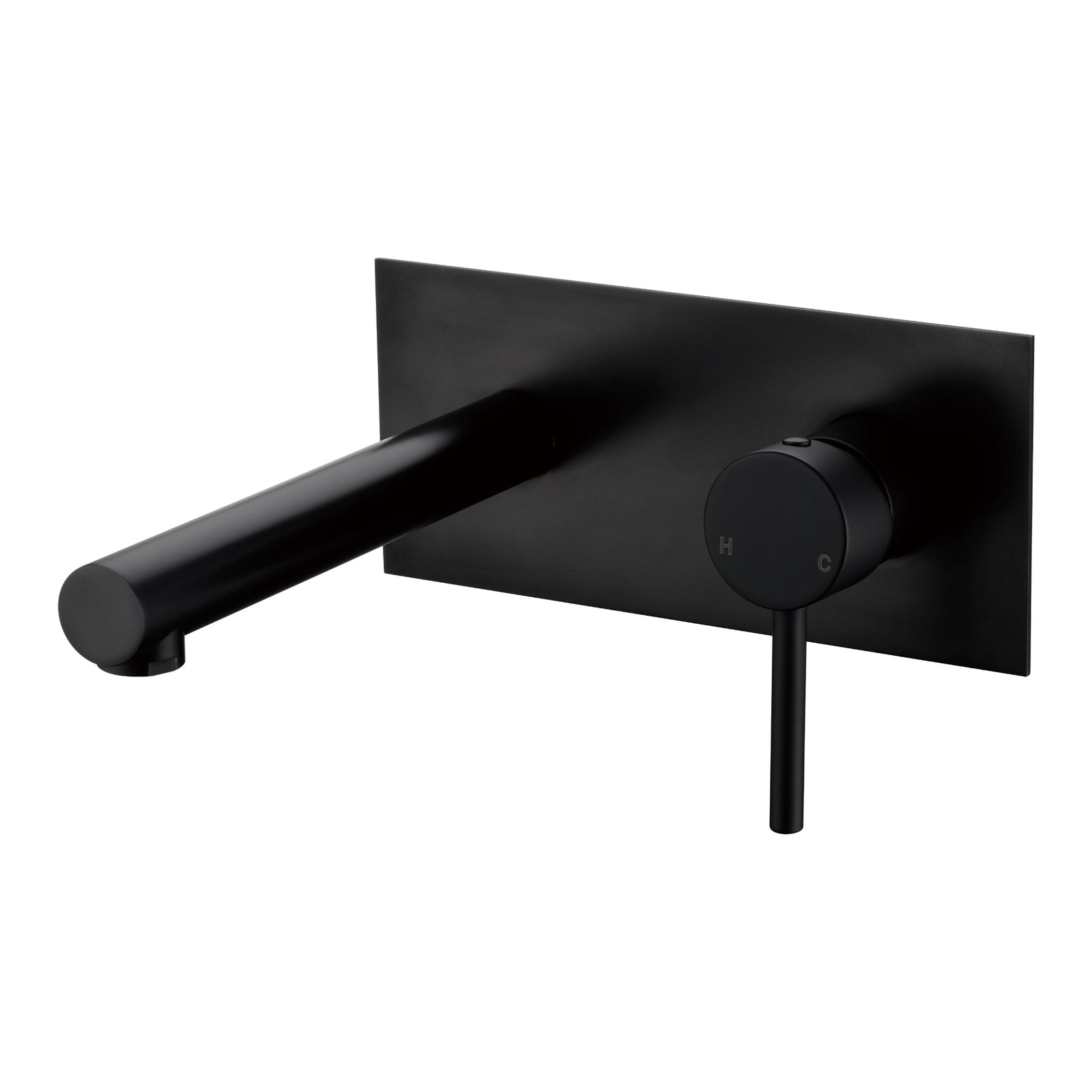 Otus Pin Handle Wall Basin Mixer With Spout Matte Black