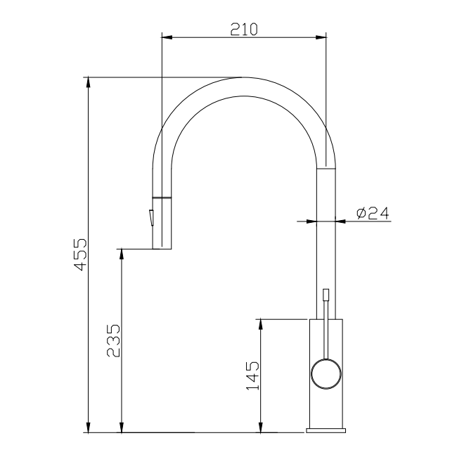 Aziz-II Pull-Out Kitchen And Laundry Sink Mixer Brushed Gold