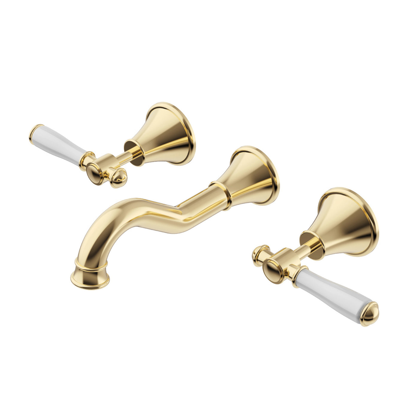 Ikon Clasico Bath Set Ceramic Handle Brushed Gold