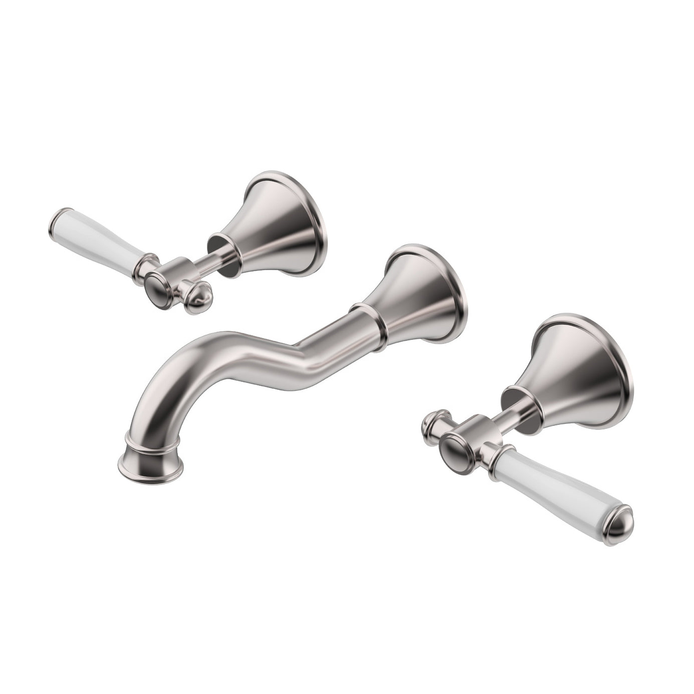 Ikon Clasico Bath Set Ceramic Handle Brushed Nickel