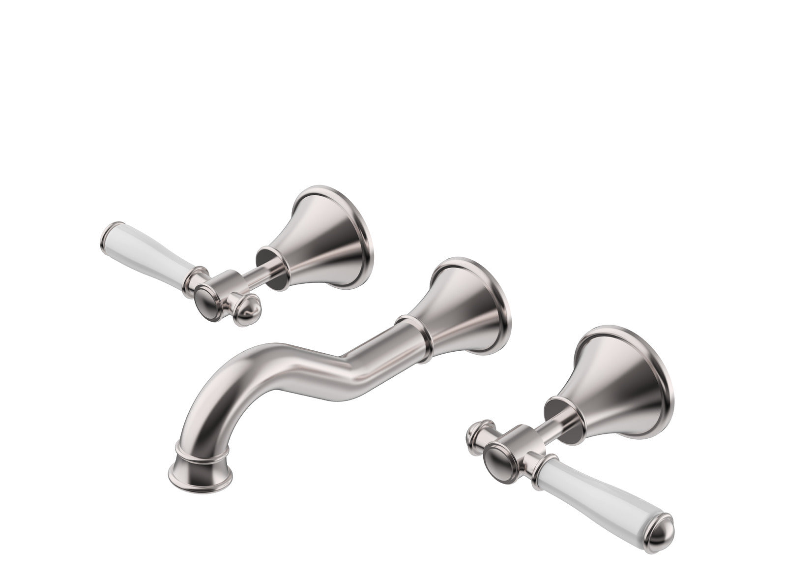 Ikon Clasico Bath Set Ceramic Handle Brushed Nickel