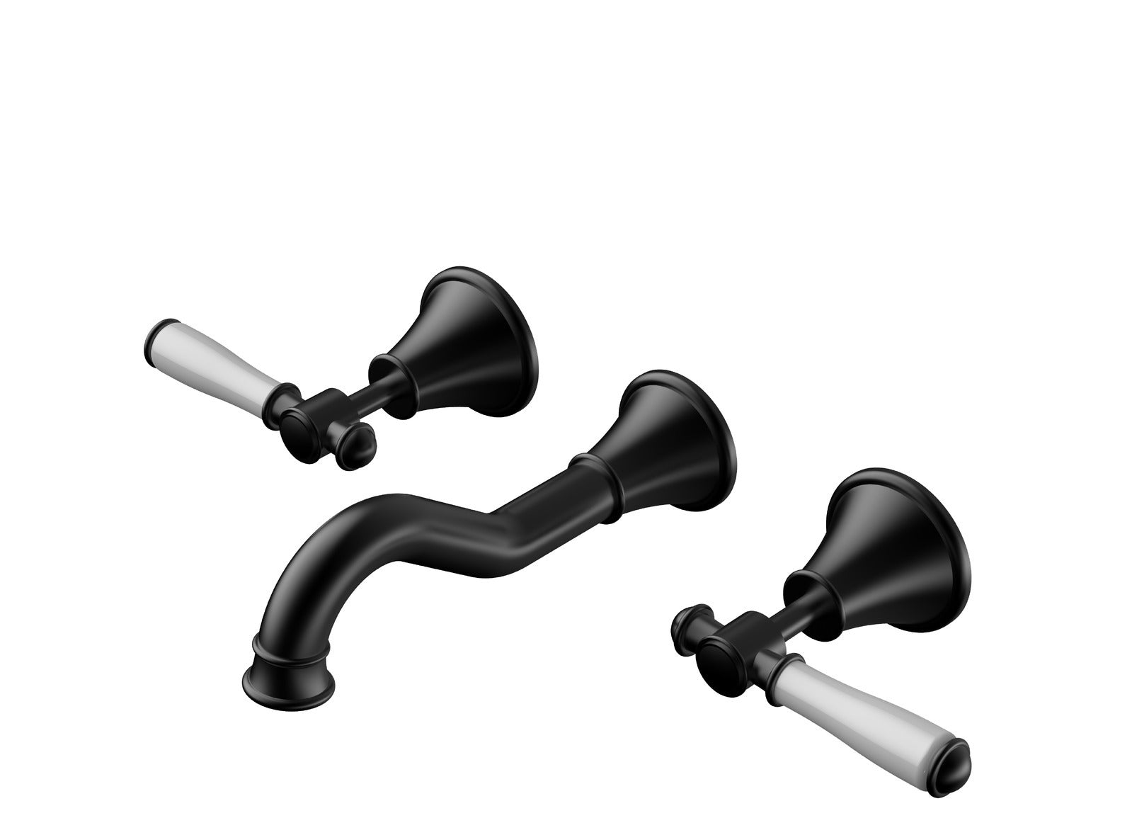 Ikon Clasico Bath Set Ceramic Handle Matte Black