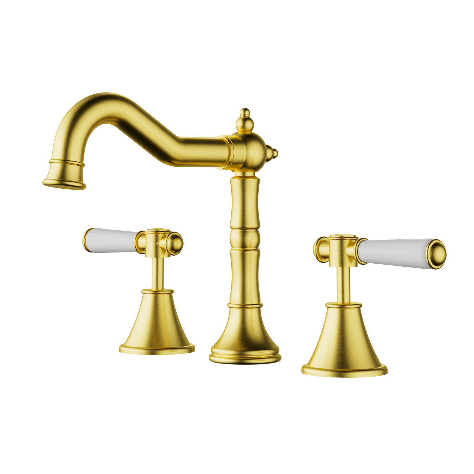 Ikon Clasico Basin Set Ceramic Handle Brushed Gold