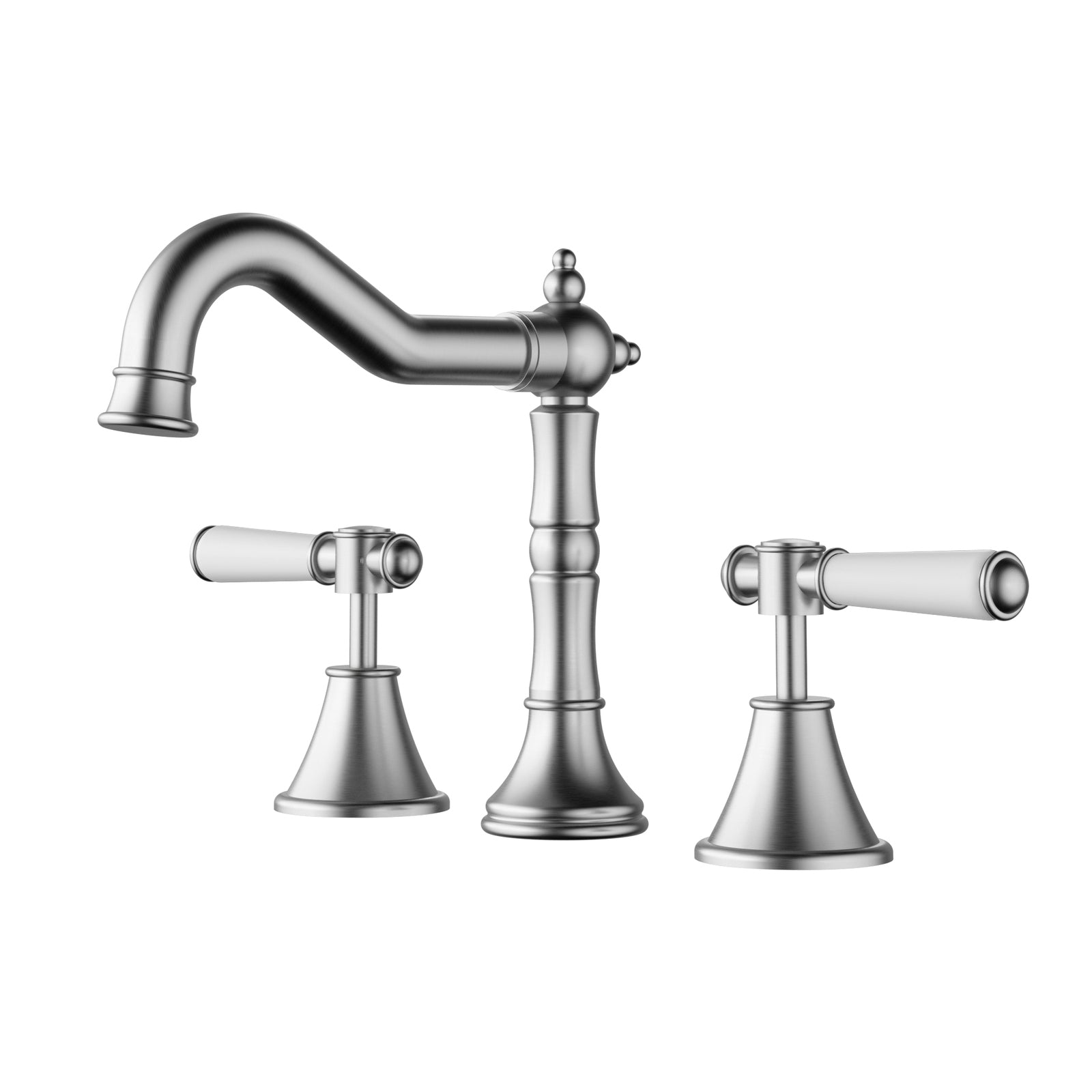 Ikon Clasico Basin Set Ceramic Handle Brushed Nickel