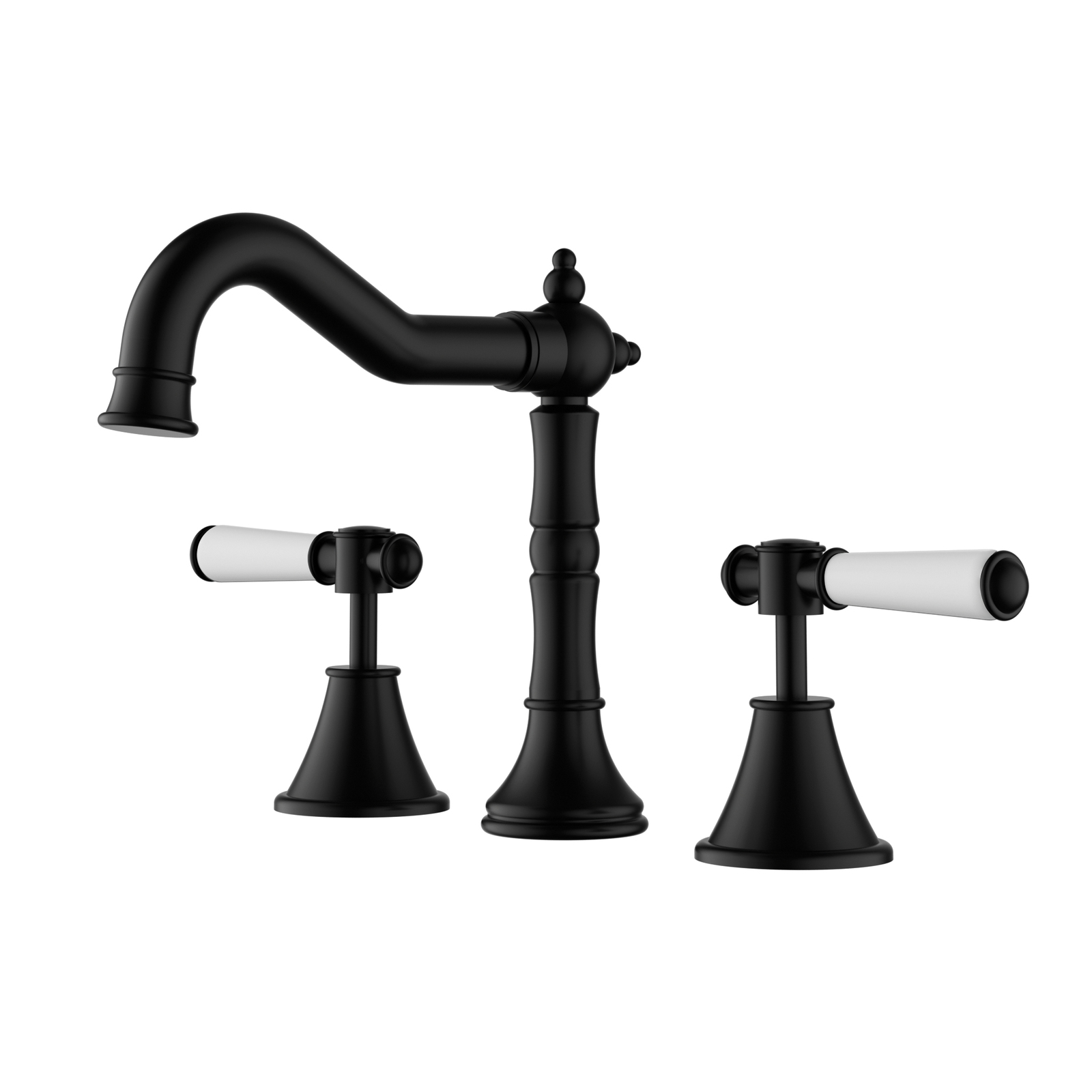 Ikon Clasico Basin Set Ceramic Handle Matte Black