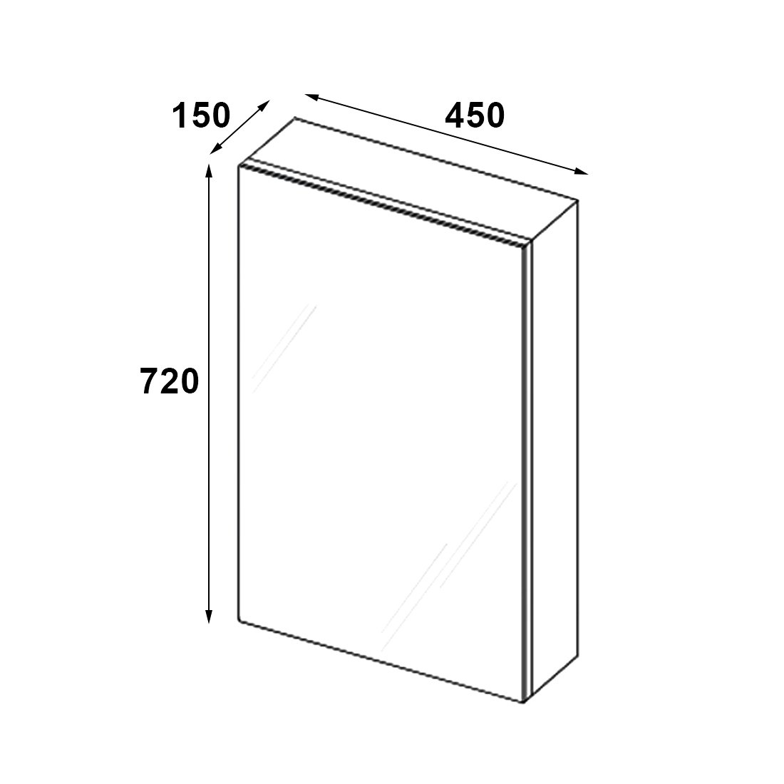 450mmx720mm Bathroom Vanity Mirror Cabinet Shaving Storage 8mm Glass Shelf Pemc