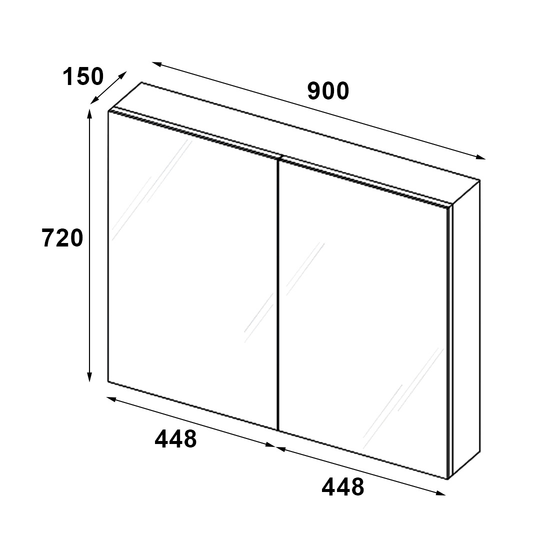 900mmx720mm Bathroom Vanity Mirror Cabinet Shaving Storage 8mm Glass Shelf Pemc