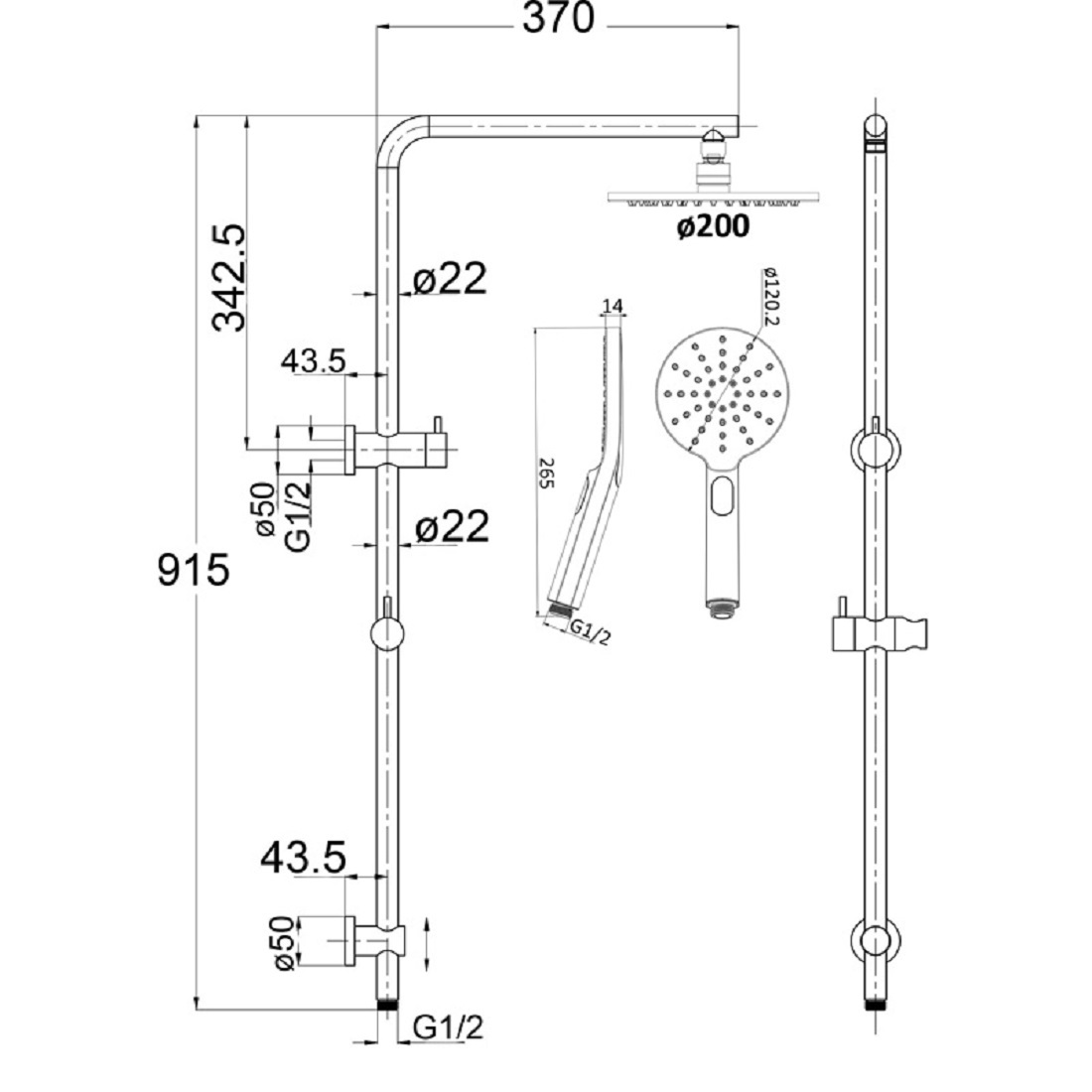 Cora Round Multi Function Shower Set Brushed Nickel