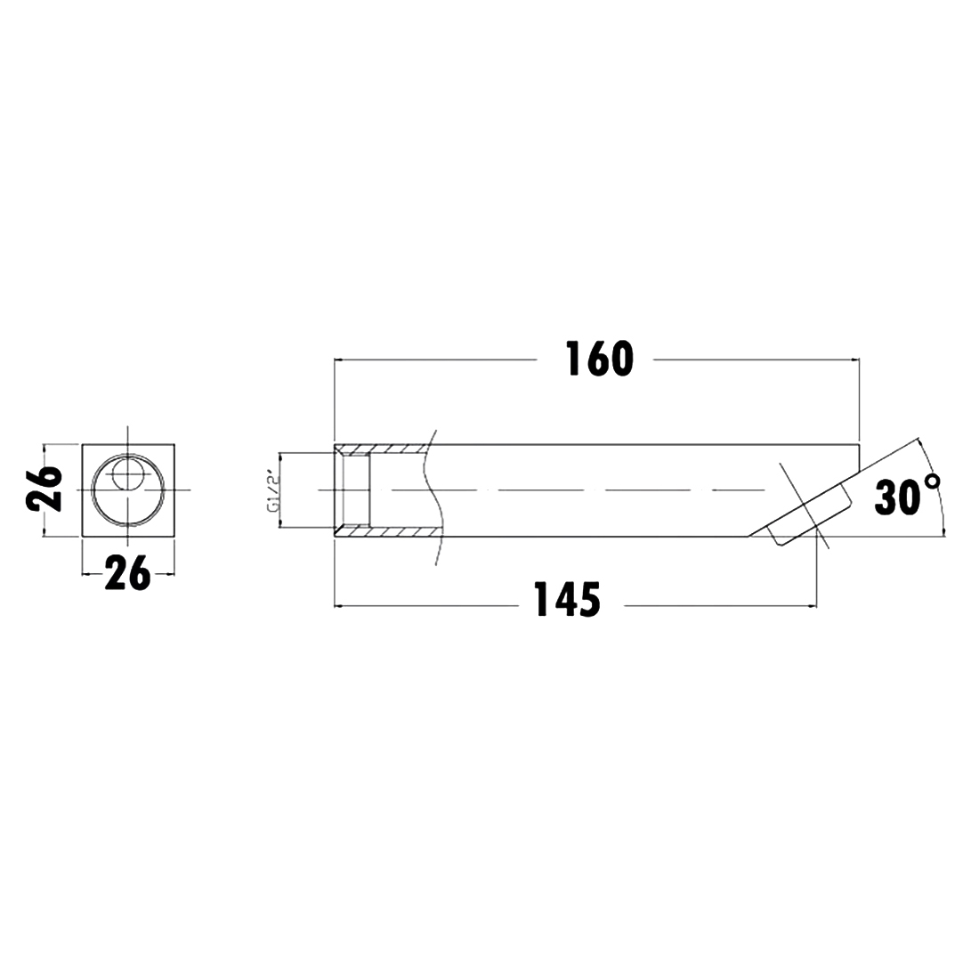 Yale Square Spout 160mm Chrome