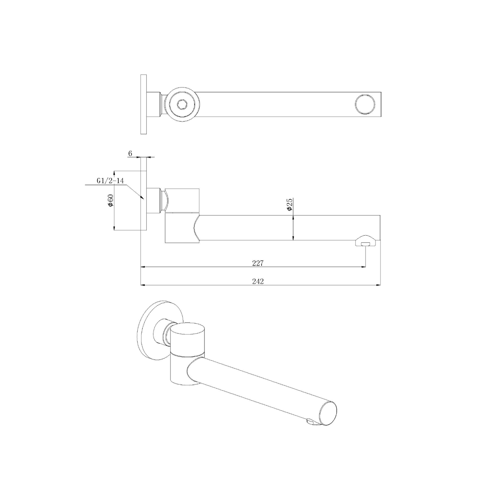 Otus Swivel Bath Spout Gun Metal