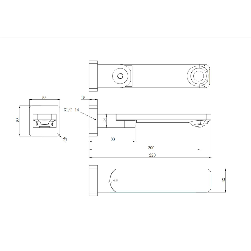 Ruki Swivel Bath Spout Gun Metal