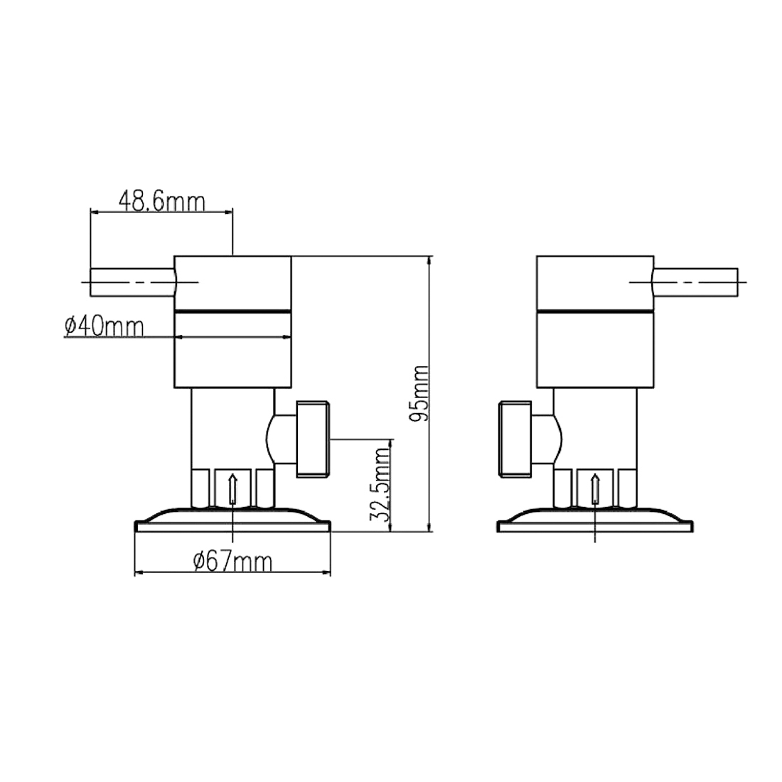 Round Quarter Turn Washing Machine Stops Chrome