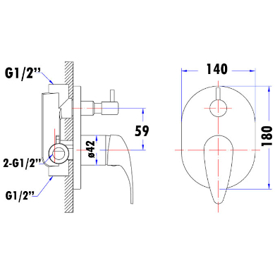 Ruby Wall Mixer with Diverter