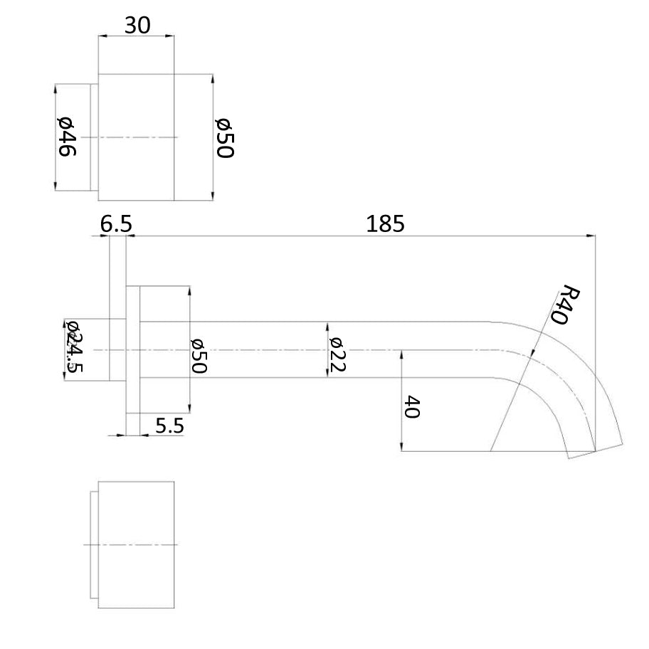 Ikon Tana 1/4 turn C/D Bath Set Matte Black