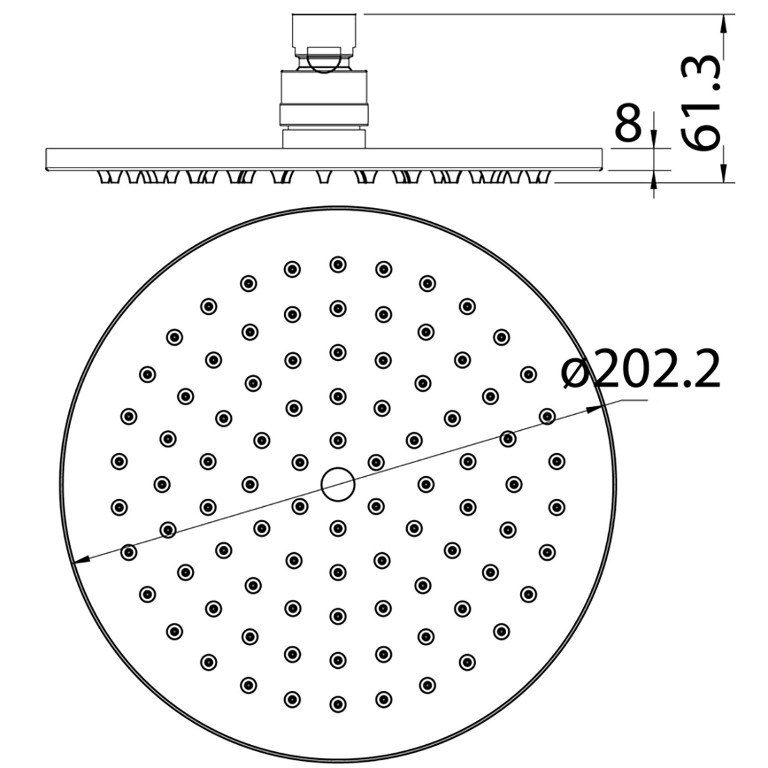 Cora Round Shower Head 200mm Brushed Gold