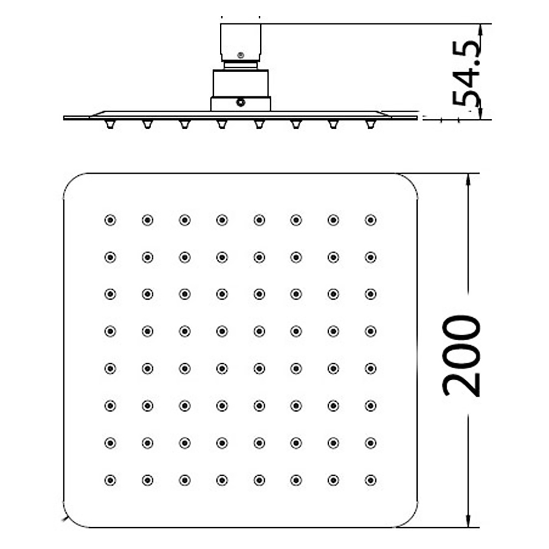 Nova Square Shower Head 200mm Chrome