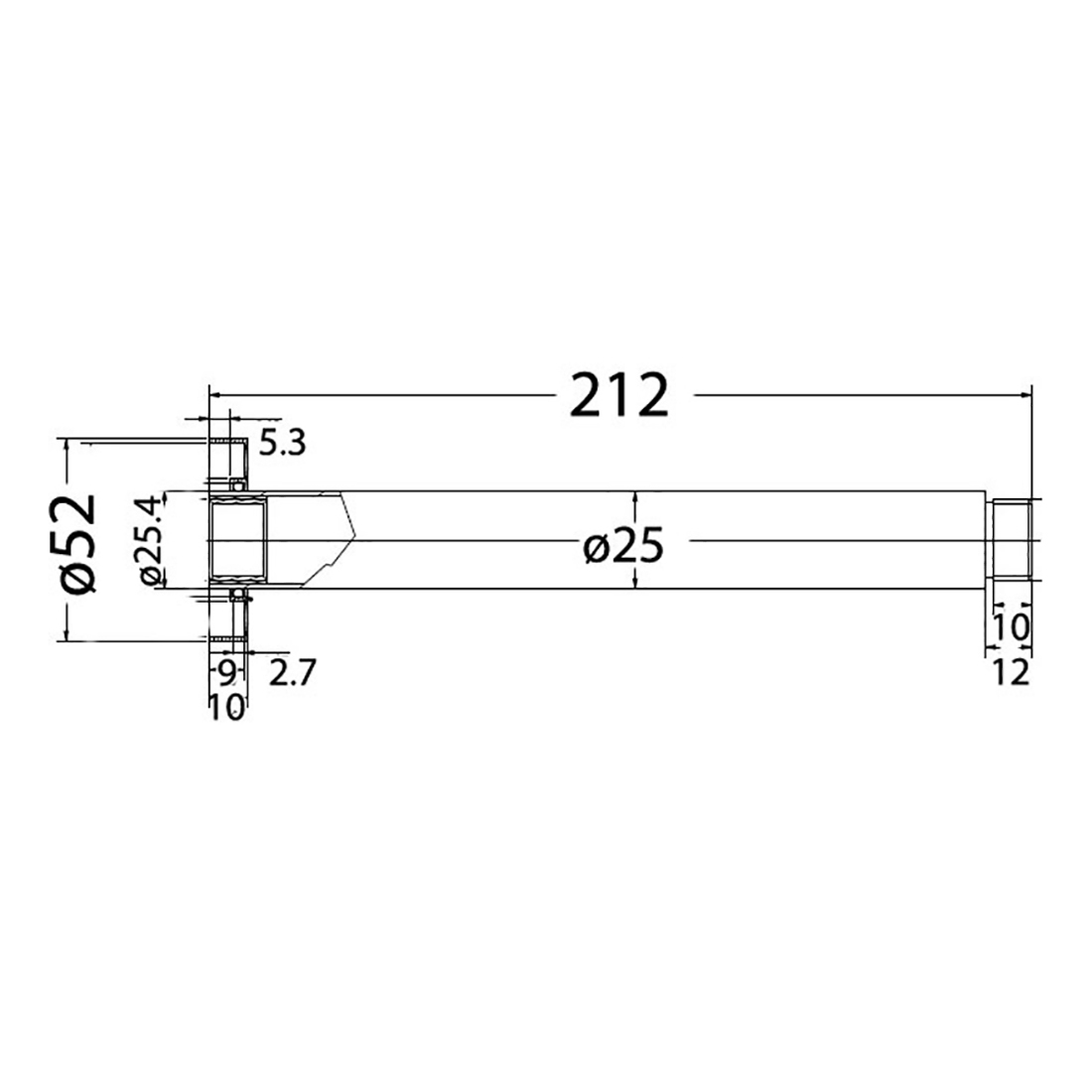 Round Ceiling Shower Arm 200mm Chrome