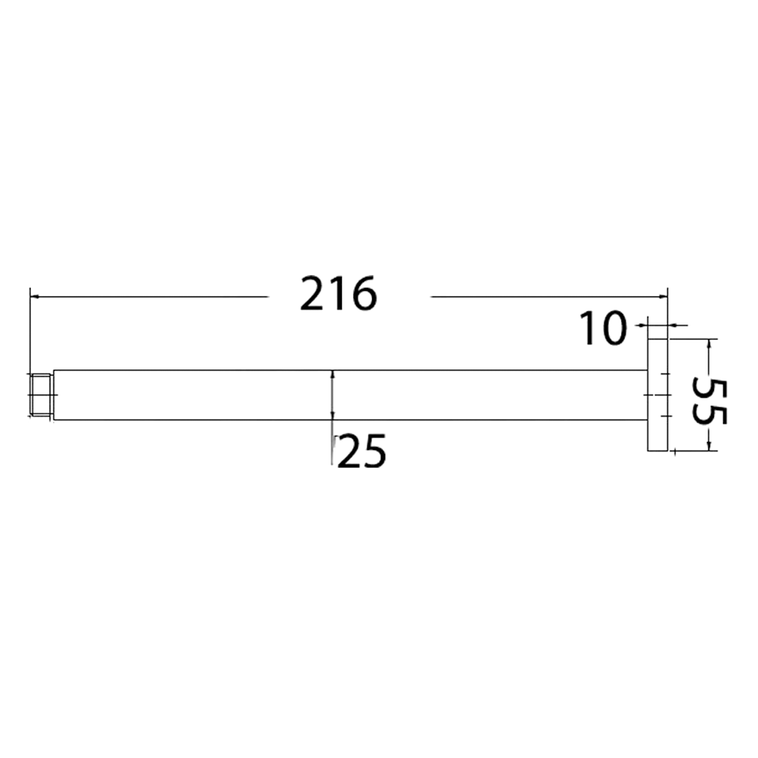 Square Ceiling Shower Arm 210mm Chrome