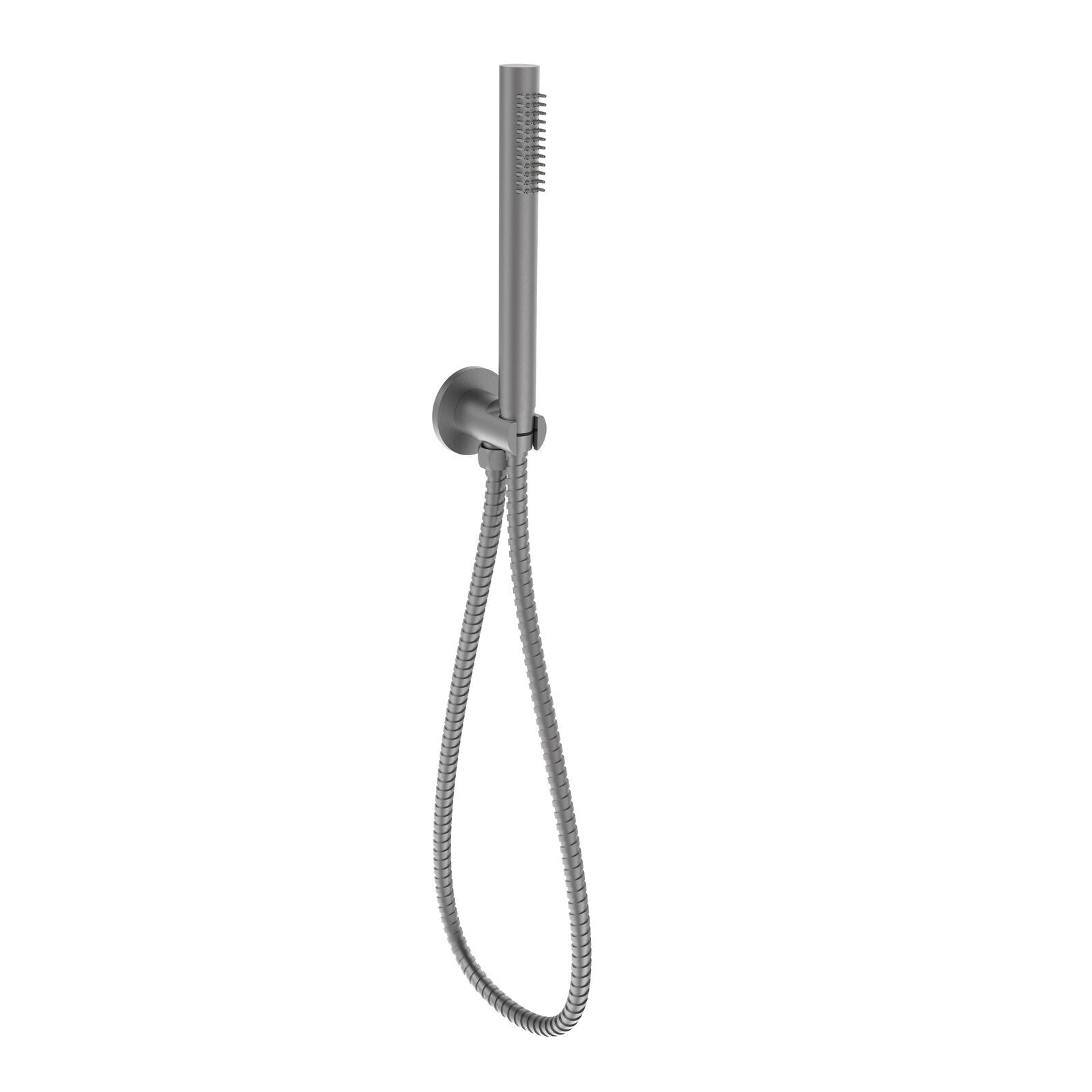 Tube Round Hand Shower On Wall Outlet Bracket Gun Metal