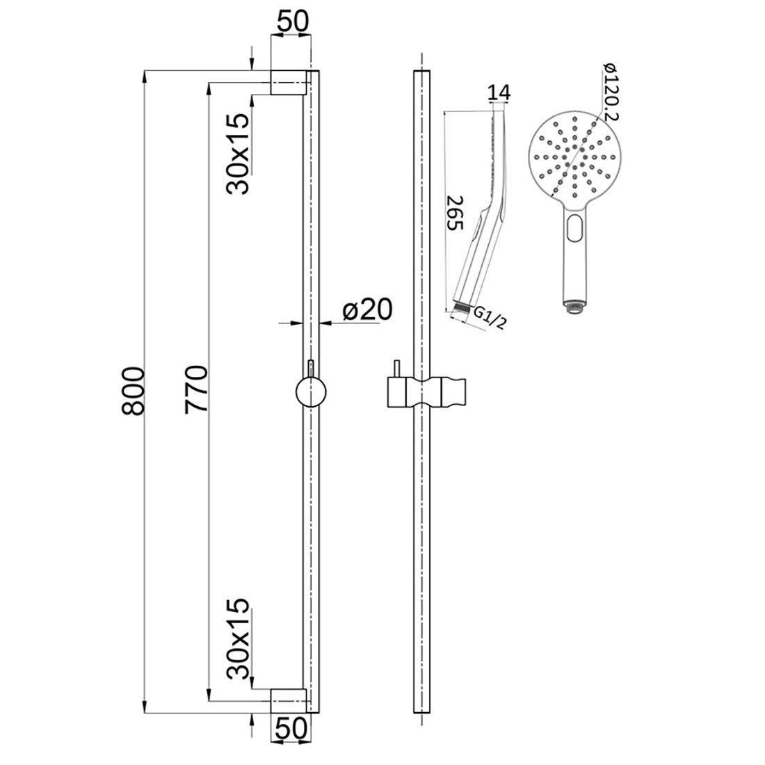 Cora Round Sliding Shower Set Brushed Nickel