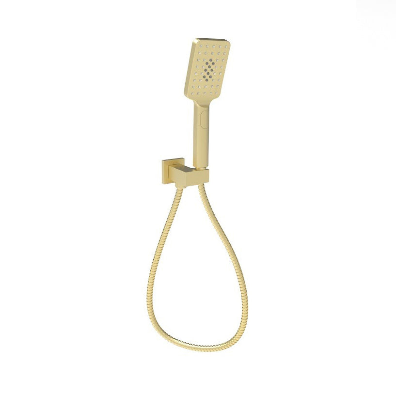 Eden Square Hand Shower On Wall Outlet Bracket Brushed Gold