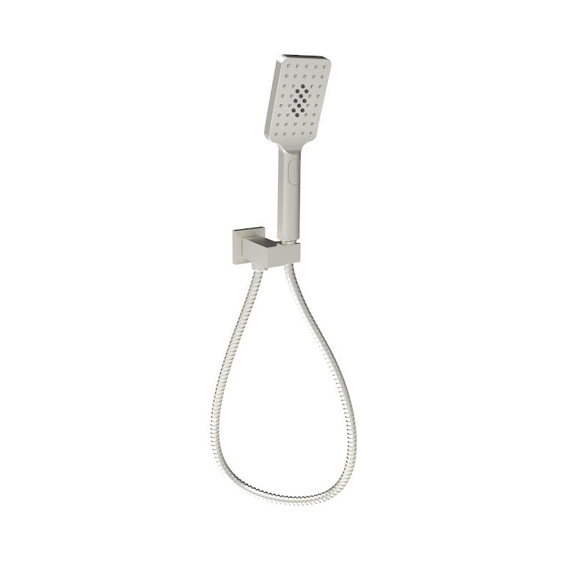 Eden Square Hand Shower On Wall Outlet Bracket Brushed Nickel