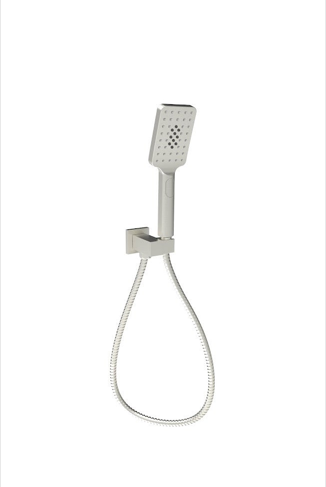 Eden Square Hand Shower On Wall Outlet Bracket Brushed Nickel