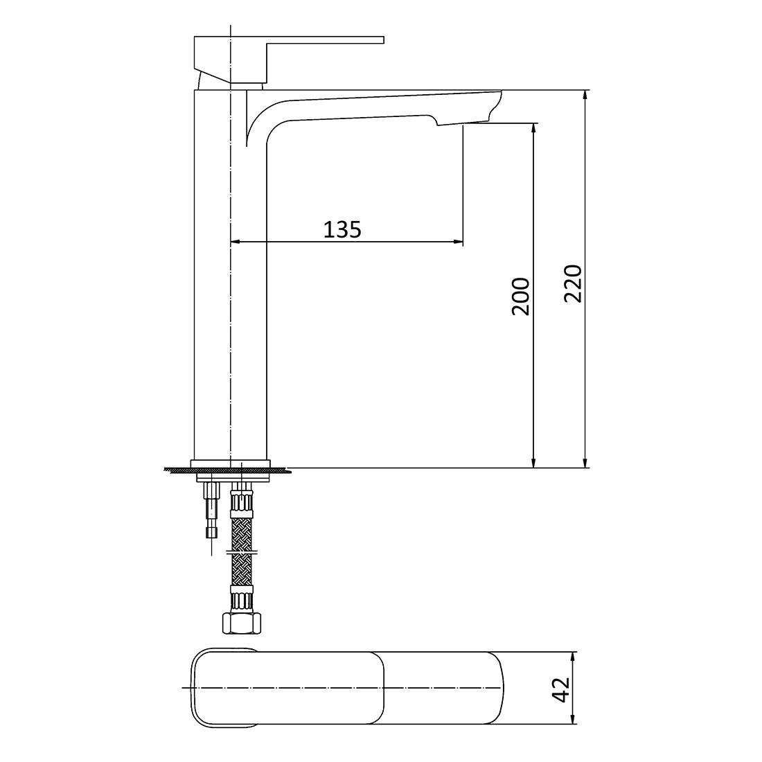 Nova High Rise Basin Mixer Brushed Nickel