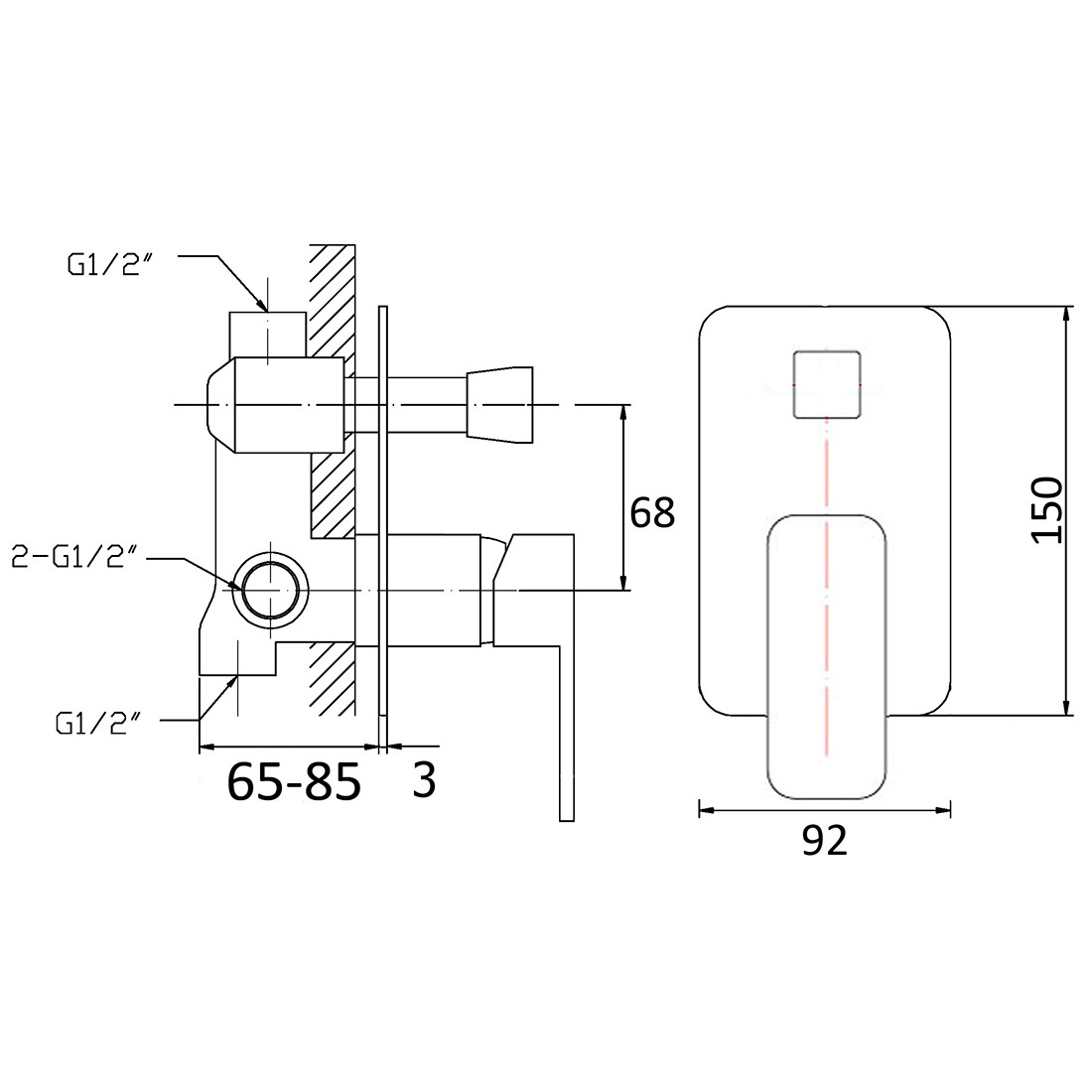 Nova Wall Mixer With Diverter Chrome