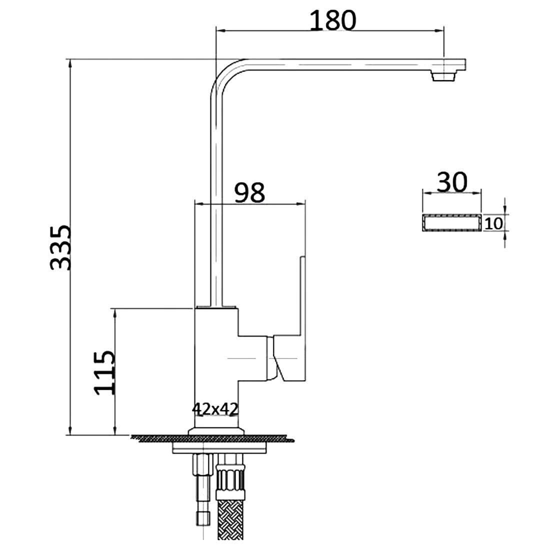 Rosa High Rise Square Sink Mixer Matte Black